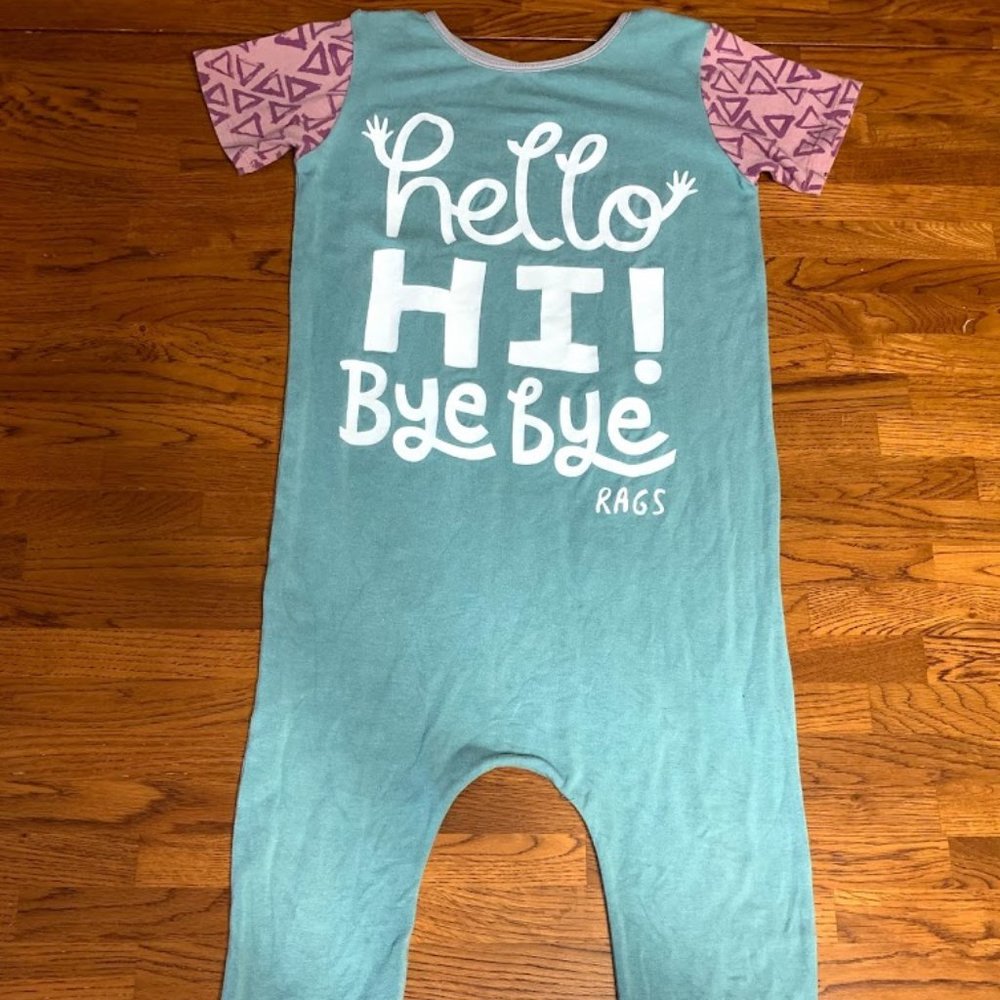 3-4 Rags to Raches romper Hello Hi Bye Bye